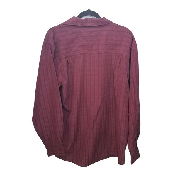 George Mens Sz L Red Solid Long Sleeve Button Down Shirt - Picture 6 of 9
